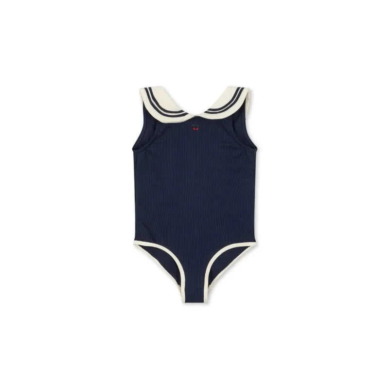 Classic Navy Style Sun-Protective Swimwear for Kids