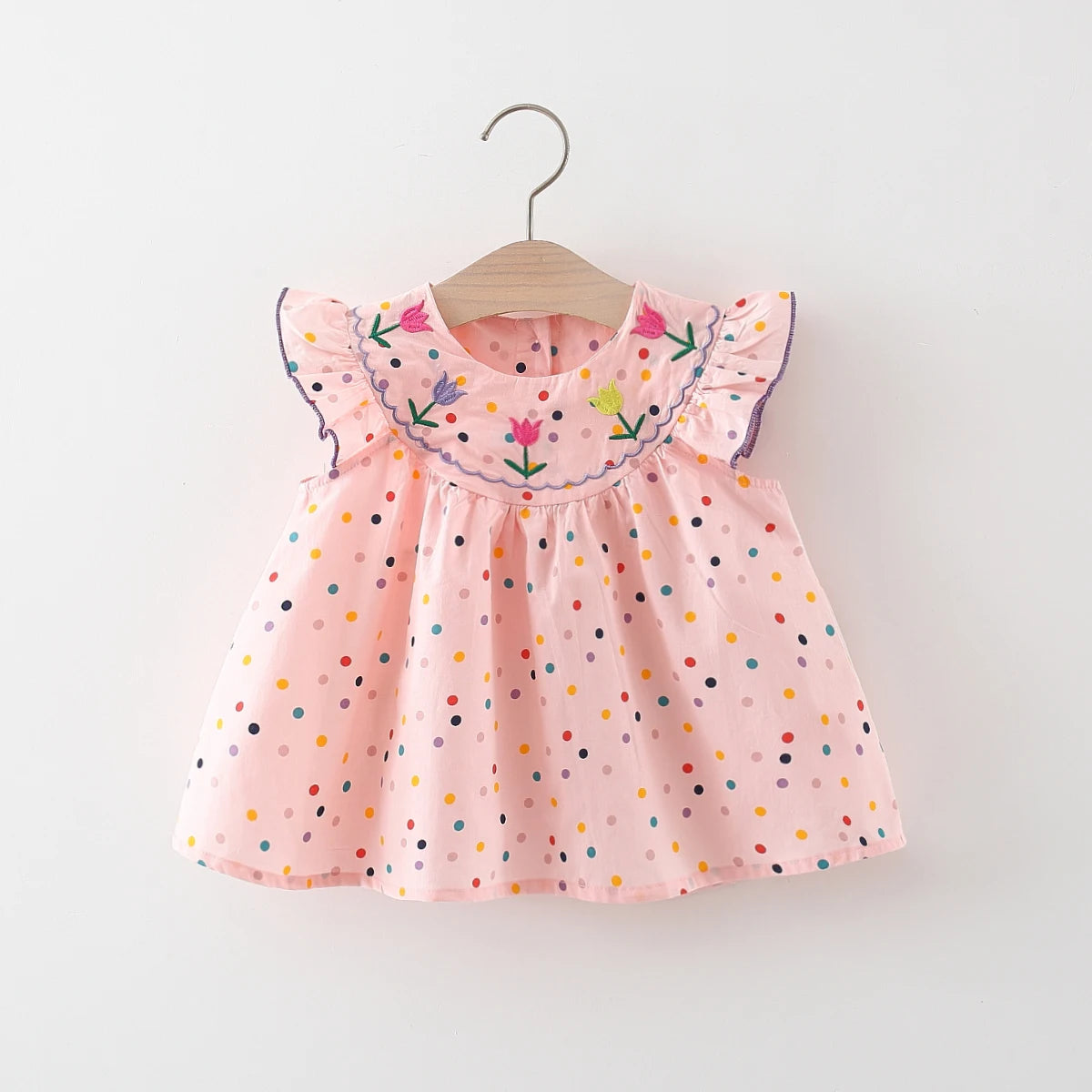 Embroidered Tulle & Polka Dot Dress