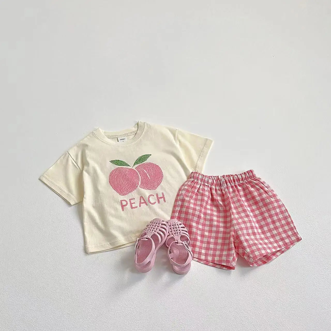 Fruit T-shirt & Plaid Shorts Set