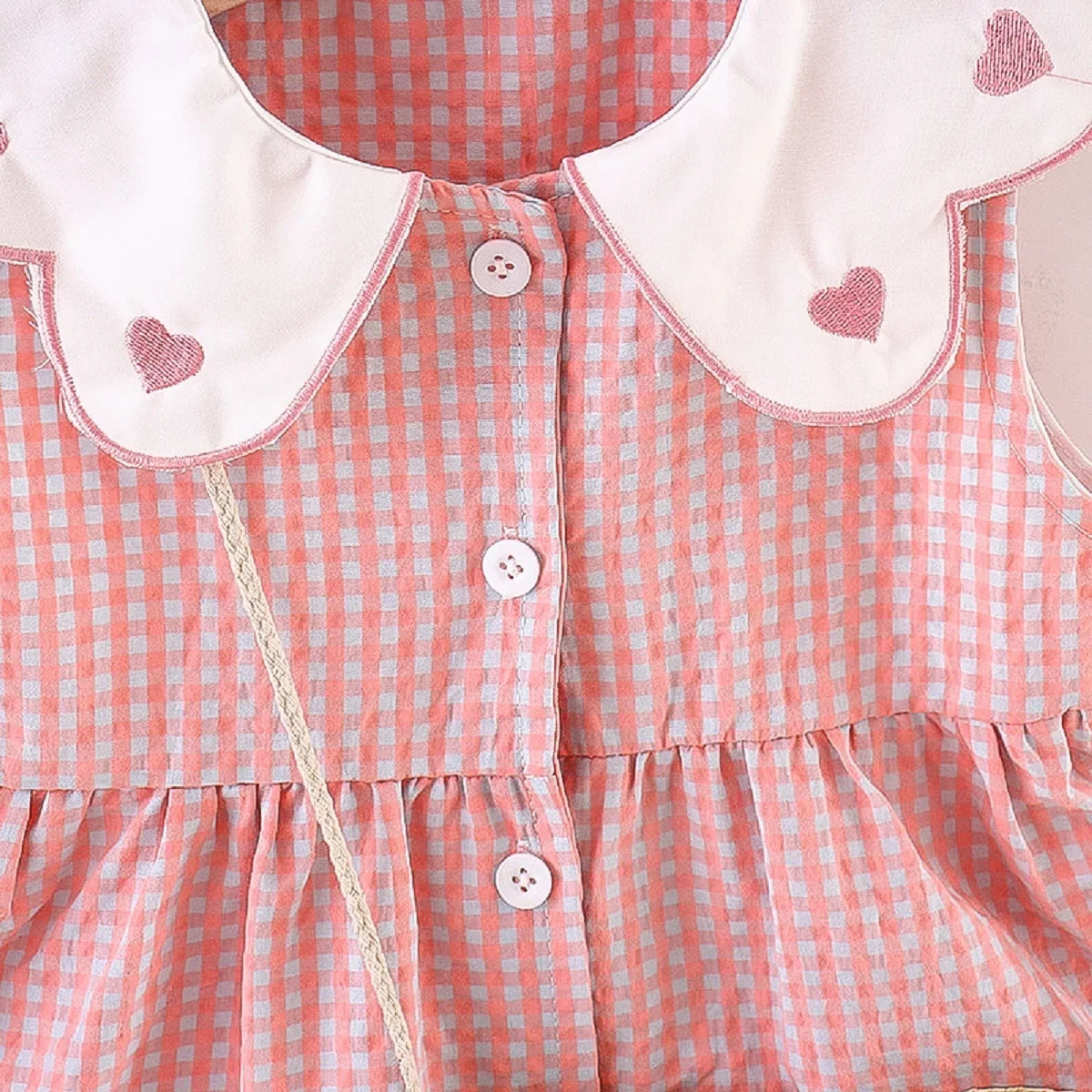 Embroidered Collar Dress & Matching Bag Set