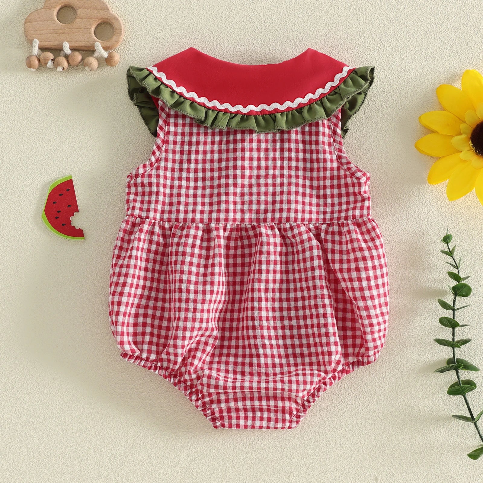 Baby Girls Watermelon Plaid Romper