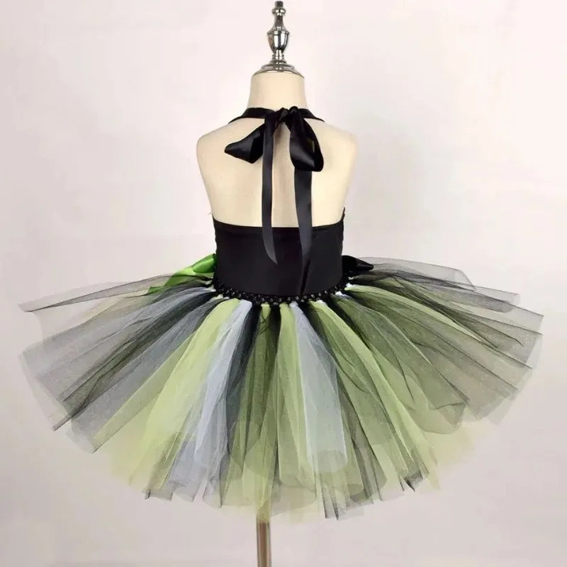 Girl's Spooky Stripe Tutu Dress