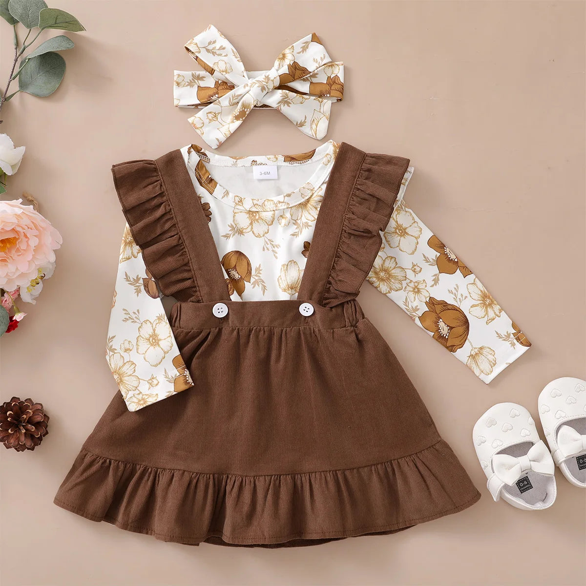 Baby Girl Camellia Top, Skirt & Headband 3-Piece Set