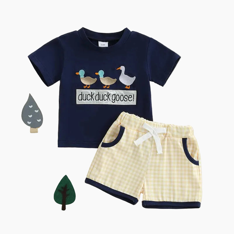 2-Piece Toddler Boy's Embroidered T-Shirt & Shorts Set