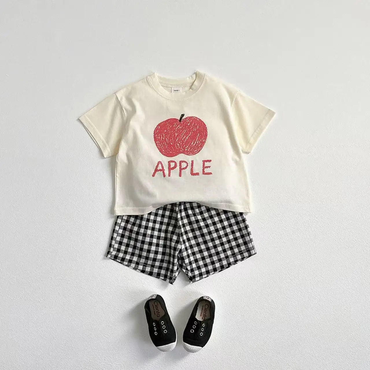 Fruit T-shirt & Plaid Shorts Set