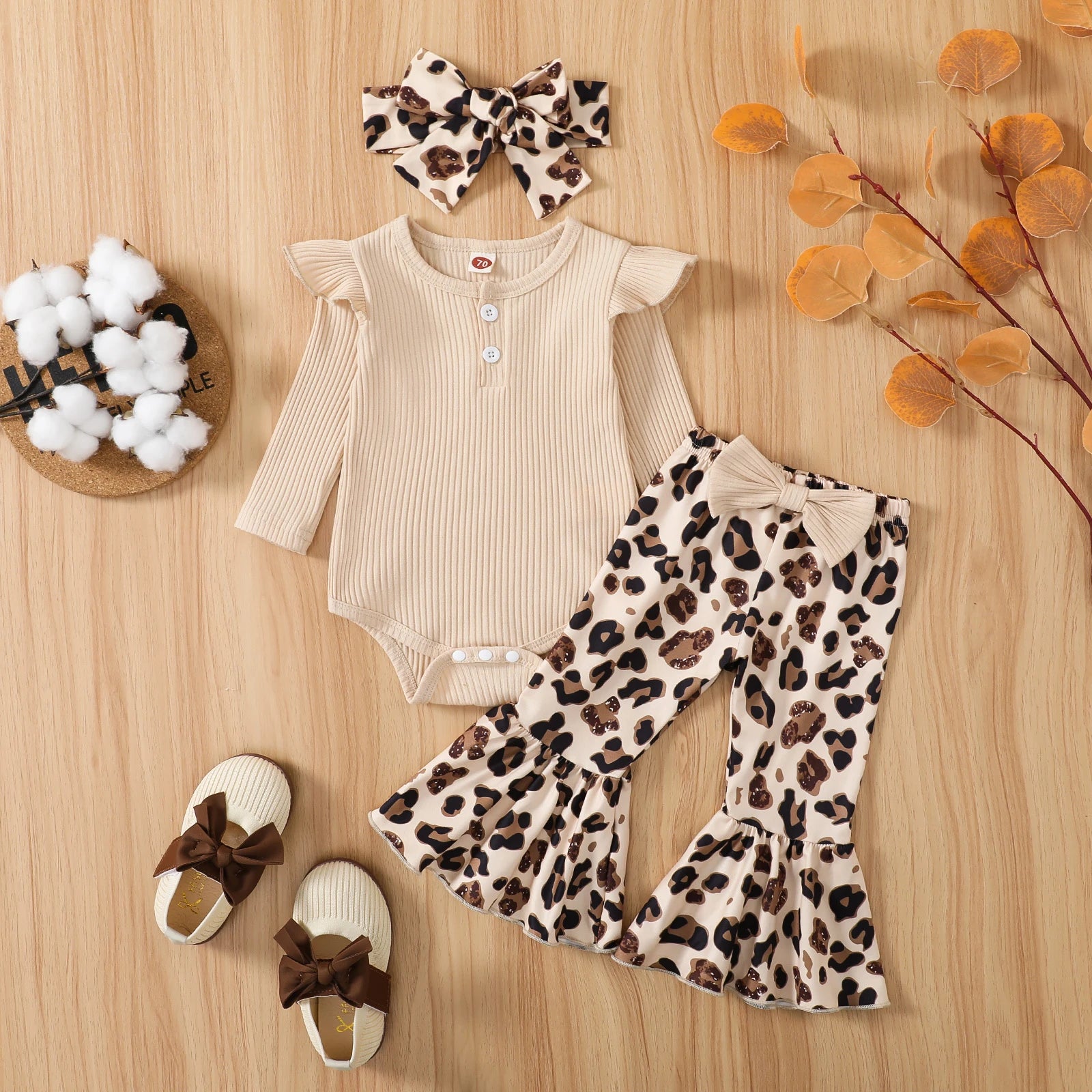 Animal Print Flare Pants Outfit for Baby Girls