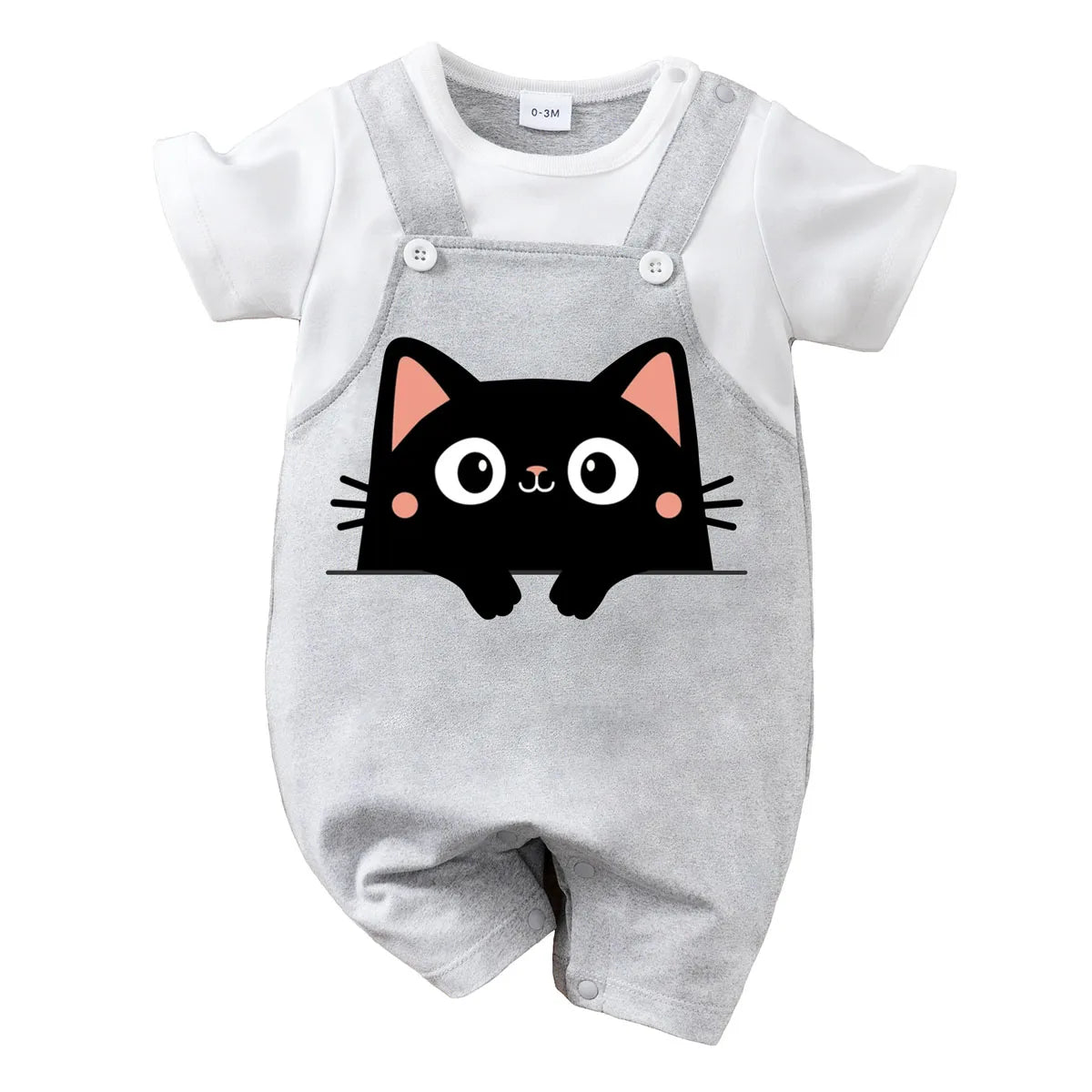 Adorable Black Cat Baby Romper