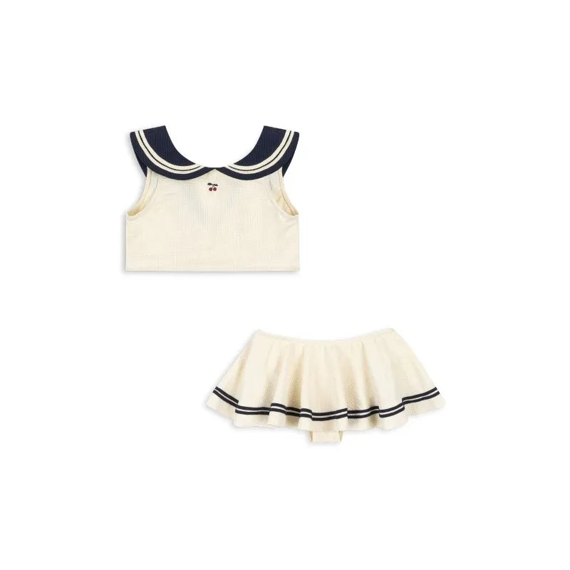 Classic Navy Style Sun-Protective Swimwear for Kids