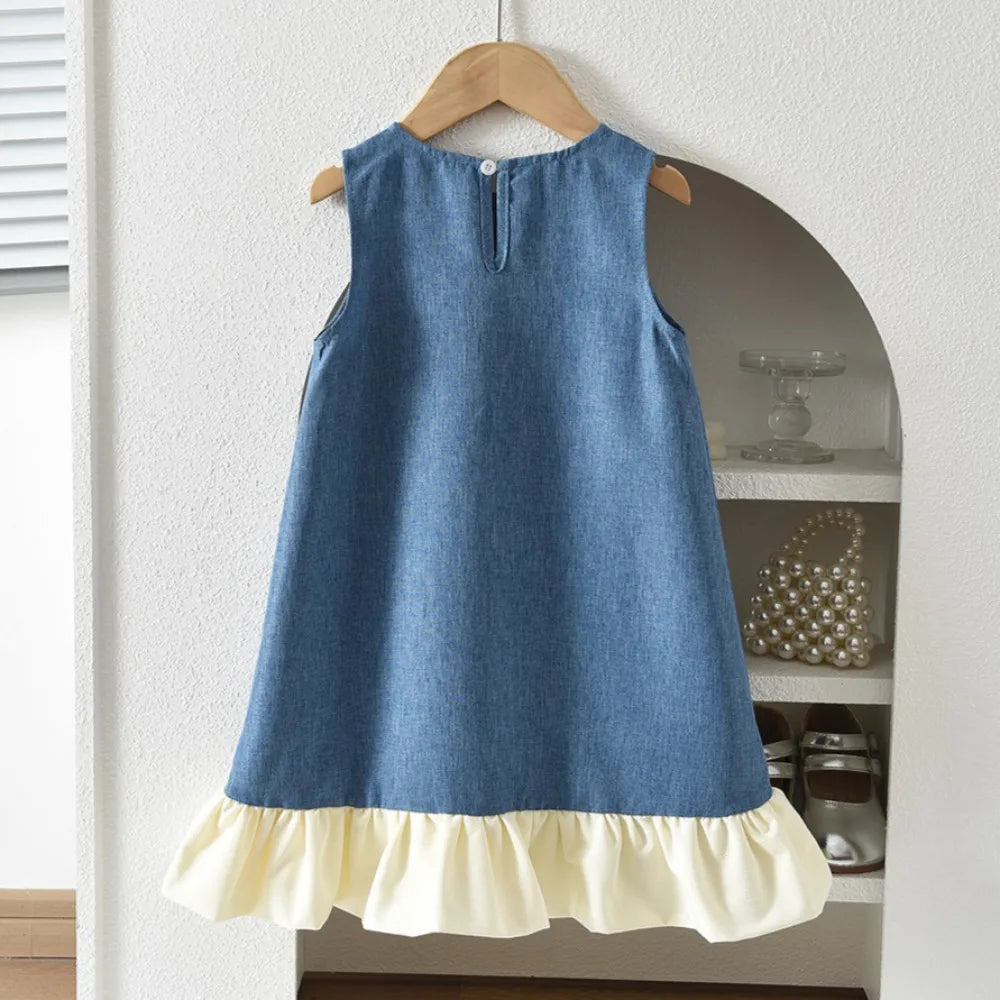 Sleeveless Bow Lace Princess Vest Dress