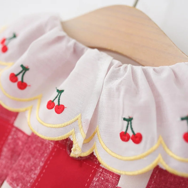 Checkered Dress with Lace Collar