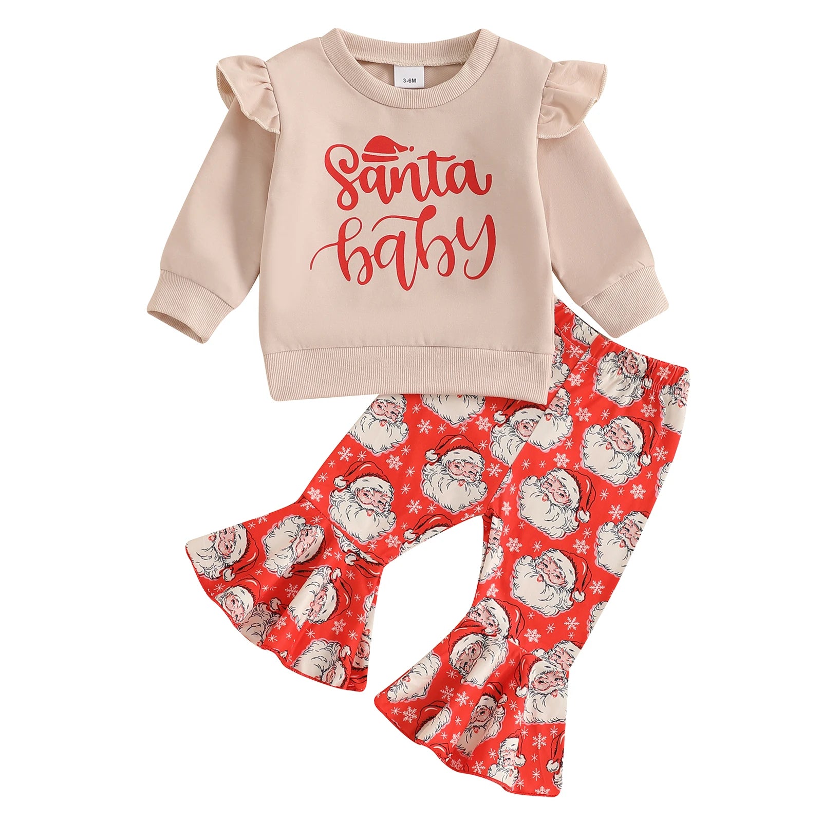 Baby Girl Christmas Santa Sweatshirt & Flare Pants Set
