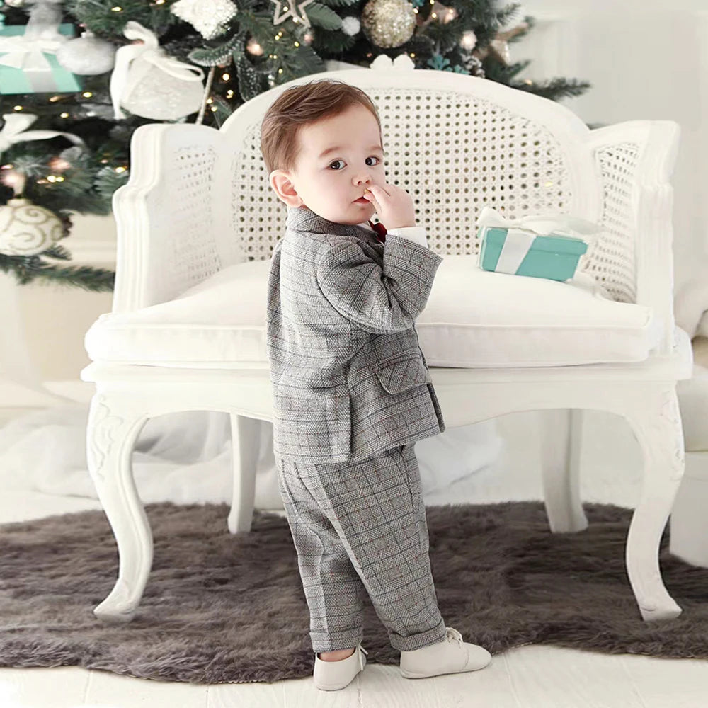 Toddler Boys’ Plaid Suit Set