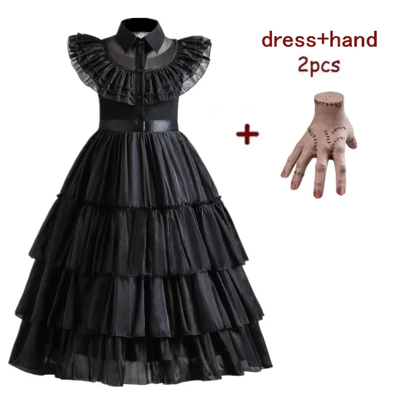 Gothic-Inspired Black Dress Costume for Girls