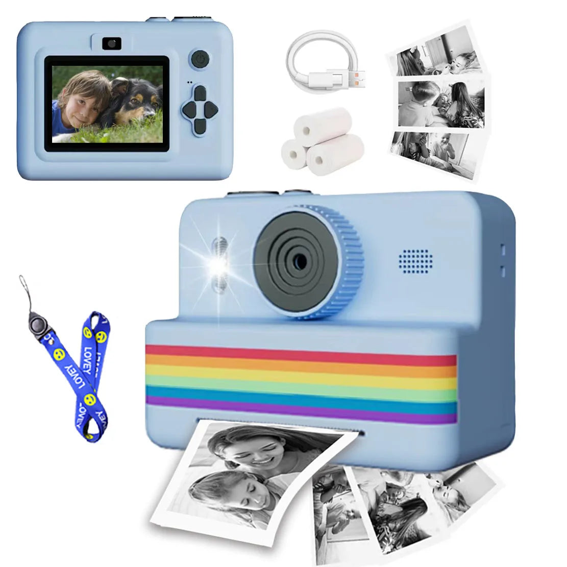 Instant Print Kids Camera with 2.8" Screen & Dual Lens