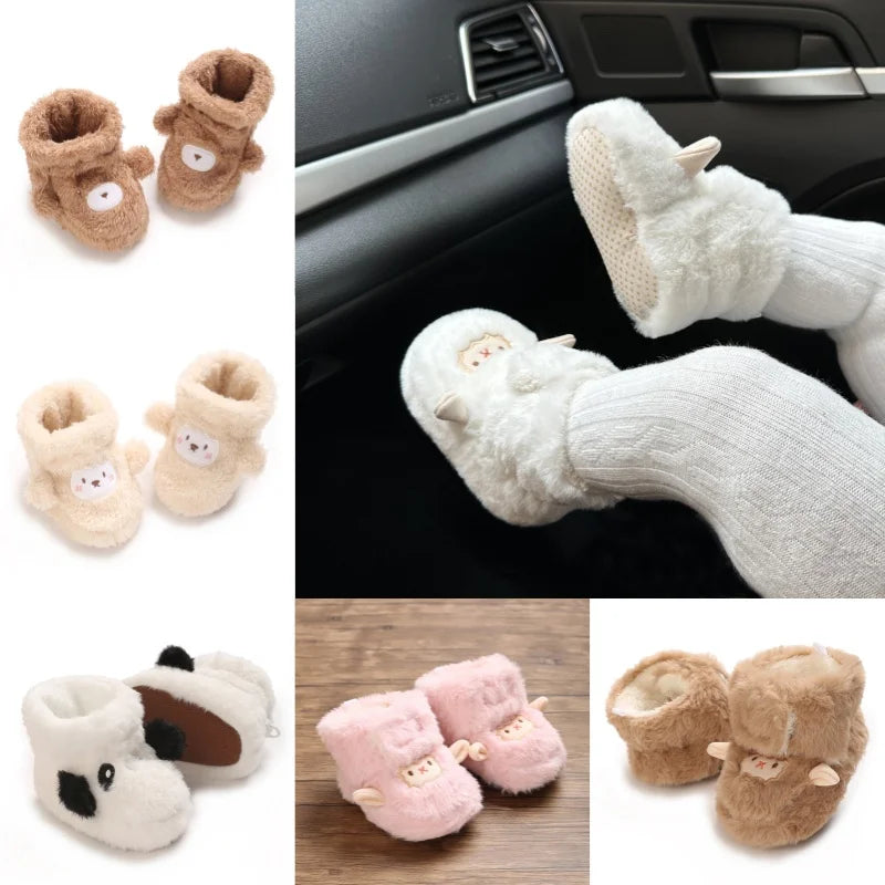 Baby Plush Winter Booties with Soft Soles