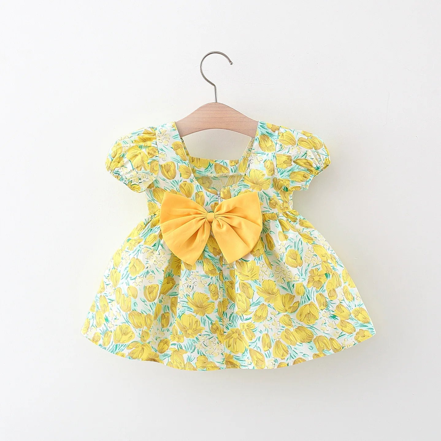Sweet Floral Short-Sleeved Dress for Baby Girls