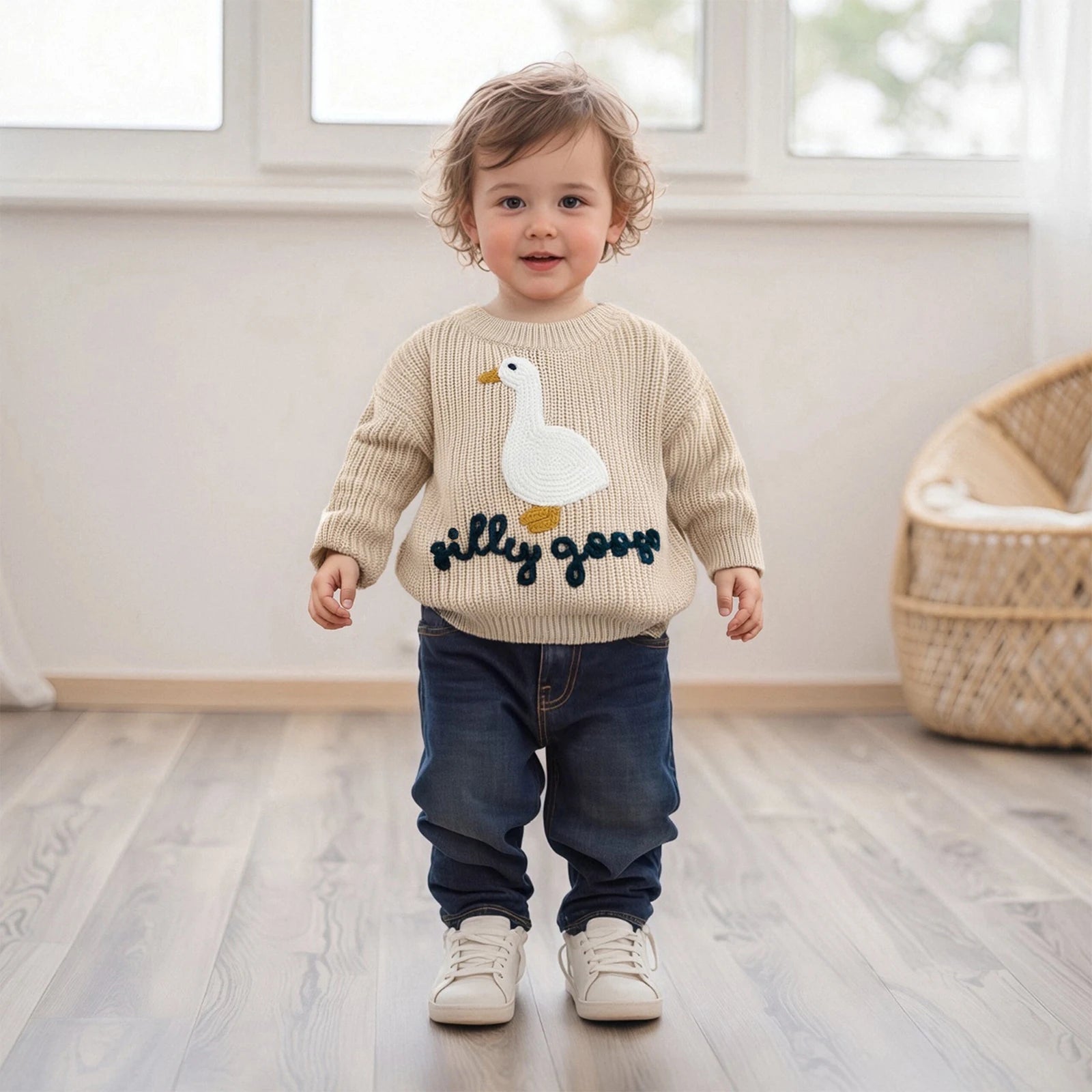 Baby & Toddler Goose Embroidered Sweater