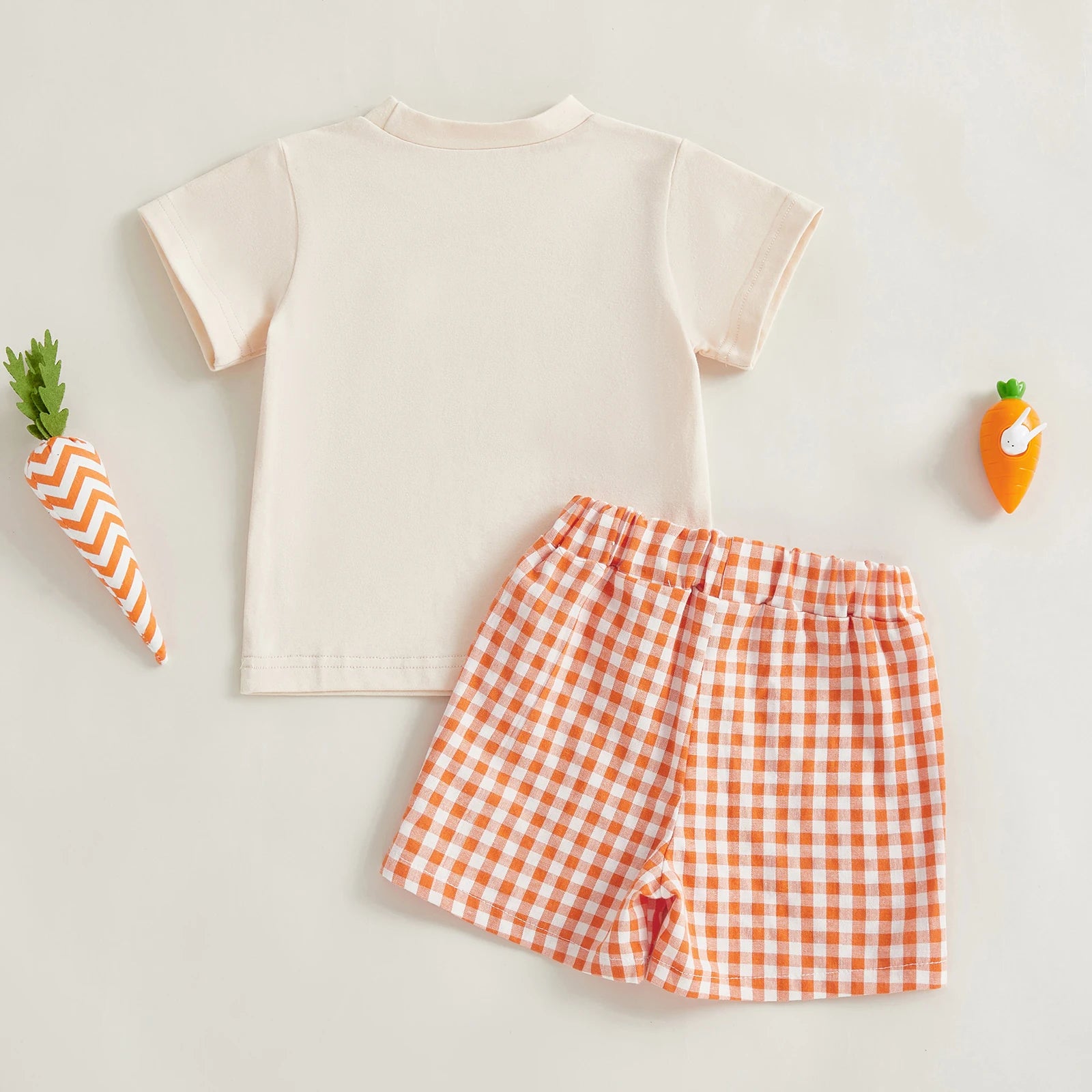 Kids' Easter Bunny Print T-Shirt & Plaid Shorts Set