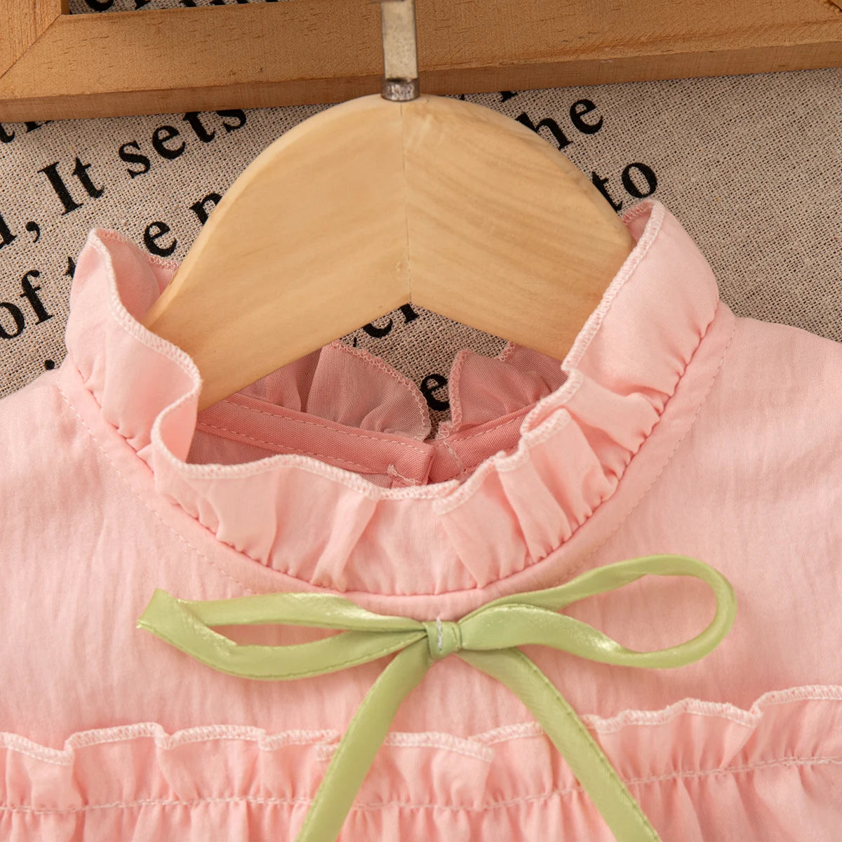 Pink Chiffon Dress with Tulip Bow