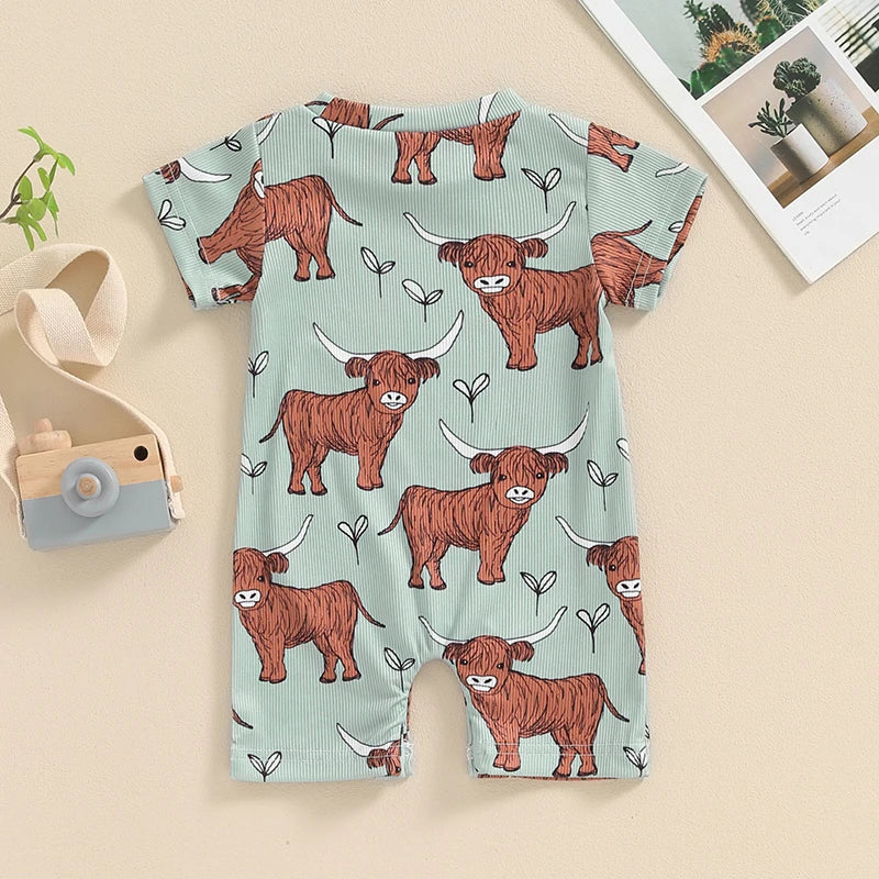 Western Cow Print Baby Romper