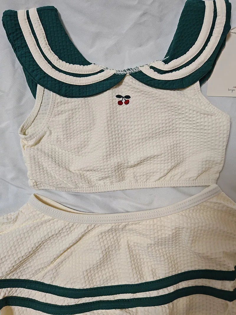Classic Navy Style Sun-Protective Swimwear for Kids