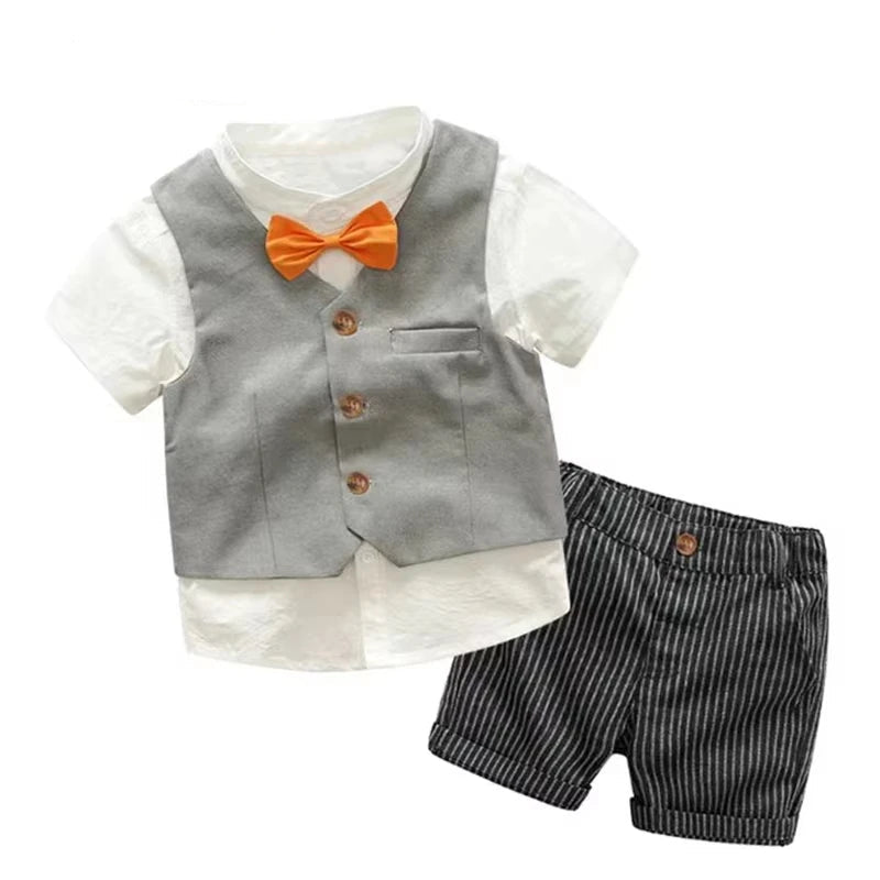 3-Piece Boys' Formal Vest, Shirt & Shorts Suit