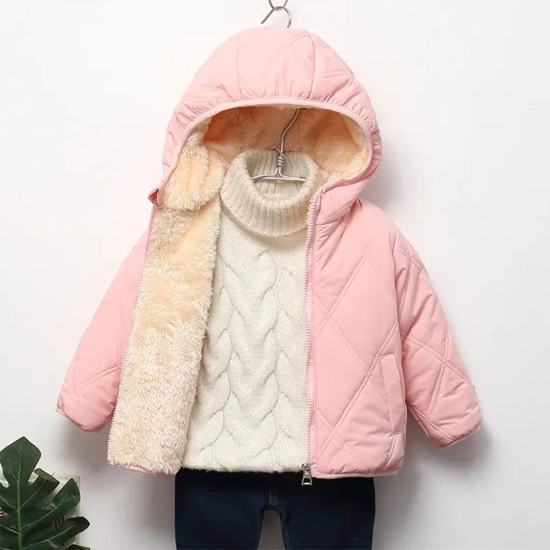 Plush Velvet Lined Winter Puffer Jacket for Kids