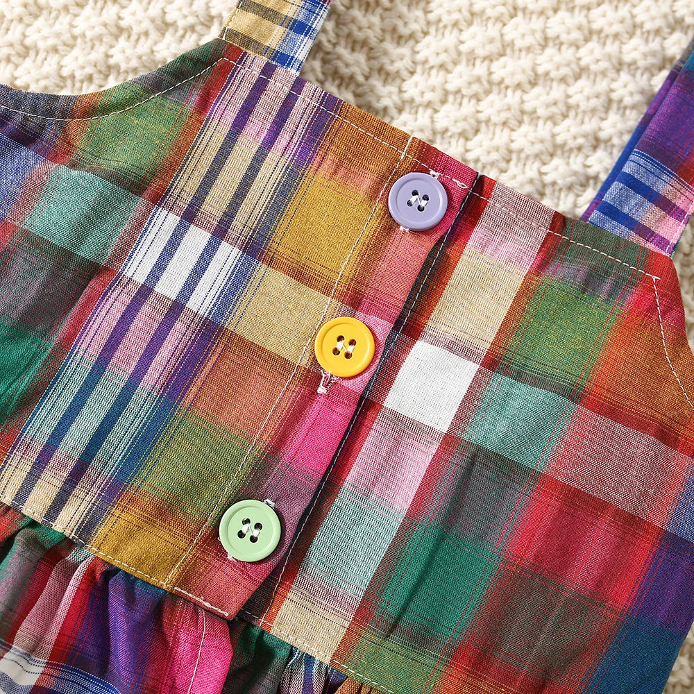 Simple Plaid Camisole Top & Shorts Set for Baby Girls