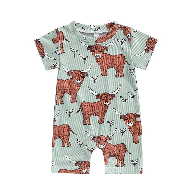 Western Cow Print Baby Romper