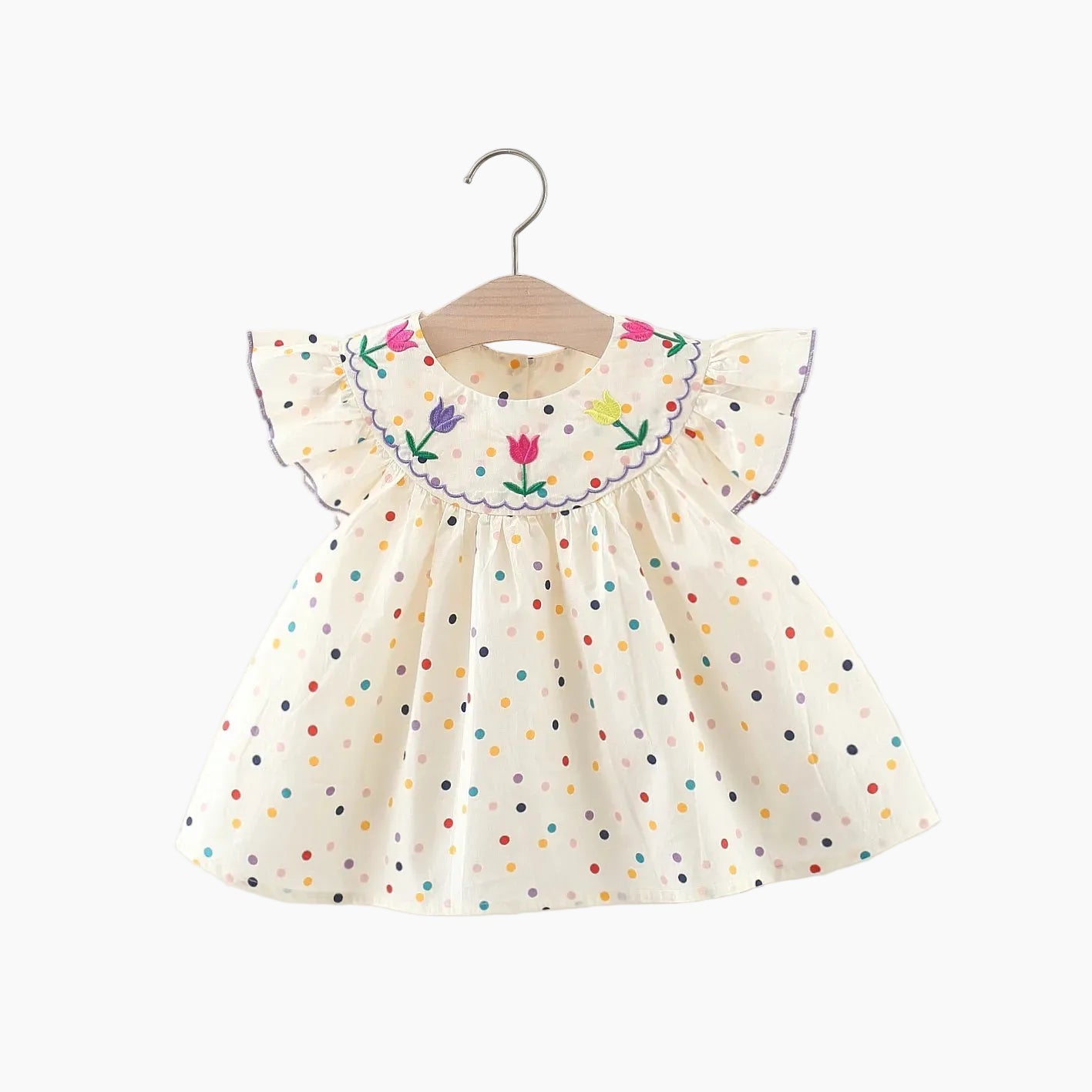 Embroidered Tulle & Polka Dot Dress