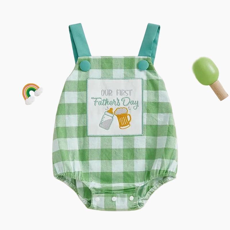 Plaid Father's Day Romper for Baby Boys & Girls