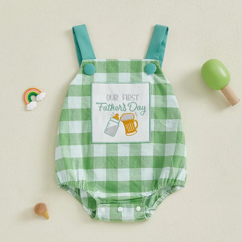 Plaid Father's Day Romper for Baby Boys & Girls
