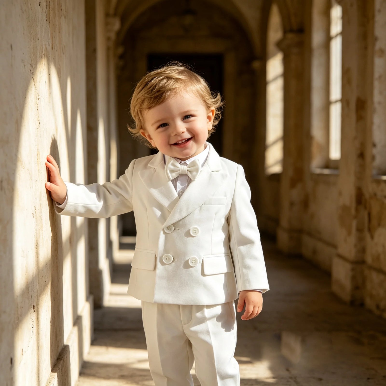 Toddler Boys' White Elegant Suit Set