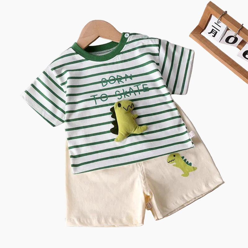 3D Appliqué T-Shirt & Shorts Set