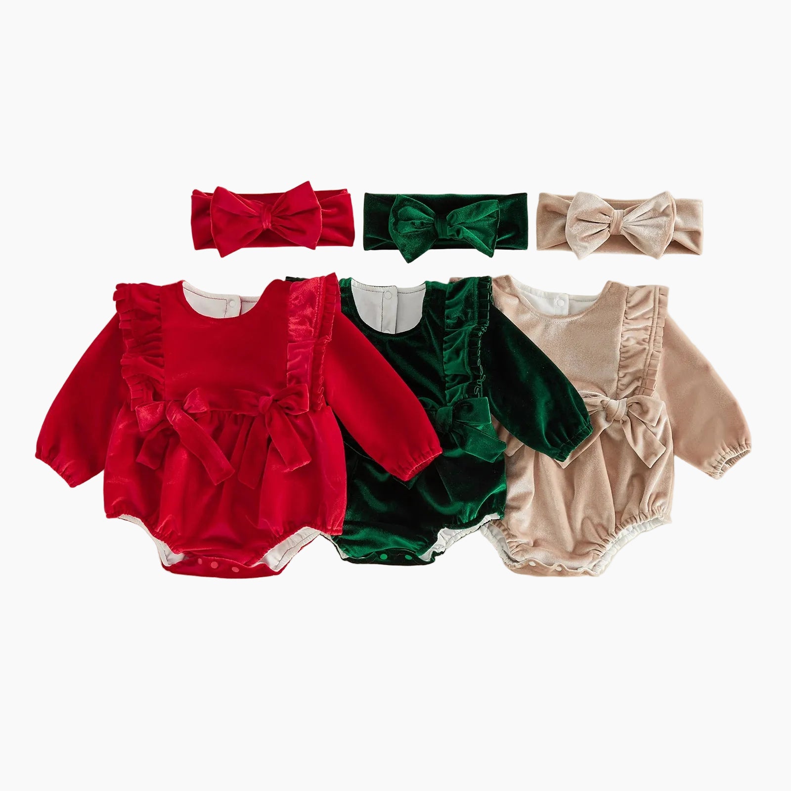 Baby Girl Ruffle Bow Romper & Headband Set