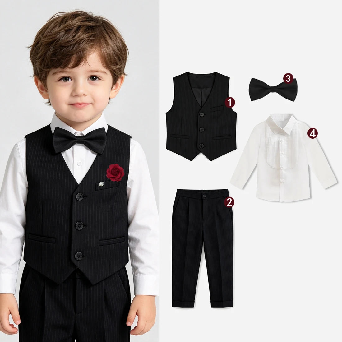Toddler Boys' Striped Formal Suit Set