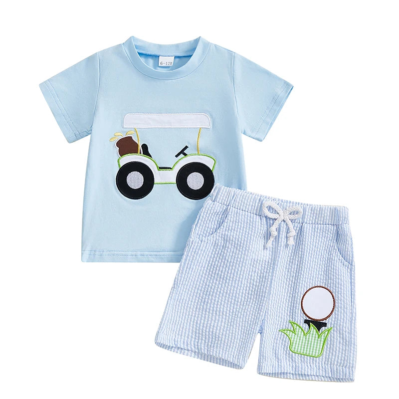 Baby Boy Golf Shirt and Plaid Shorts Set