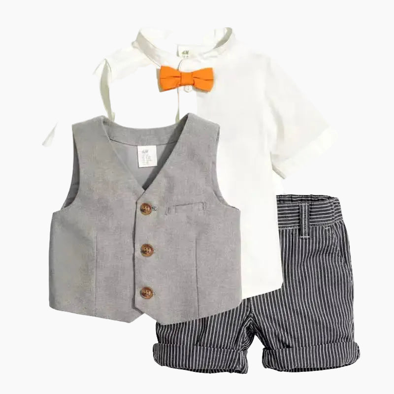 3-Piece Boys' Formal Vest, Shirt & Shorts Suit