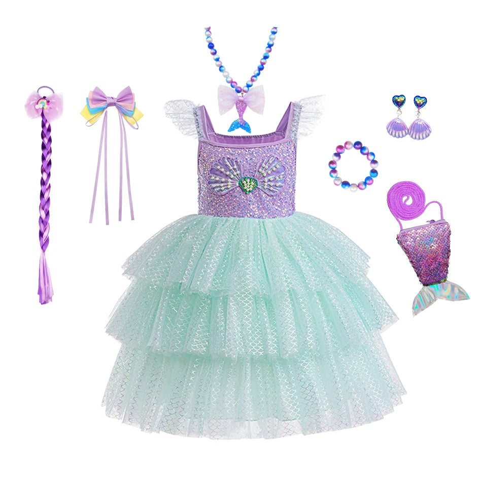 Mermaid Princess Sequin Dress for Girls