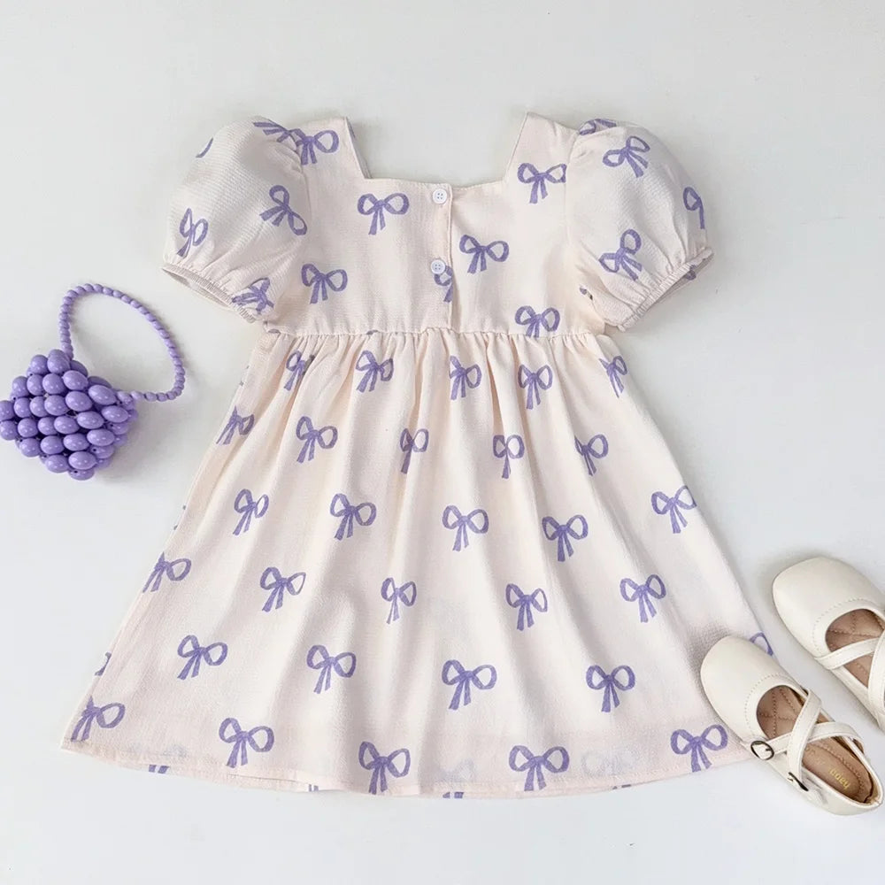 Sweet Bow Print Princess Dress