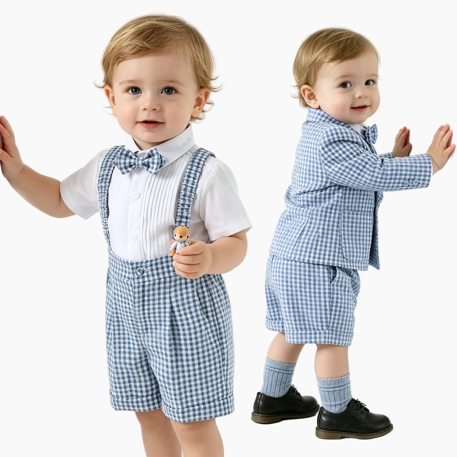 Toddler Boys’ Checked 3-Piece Formal Suit Set
