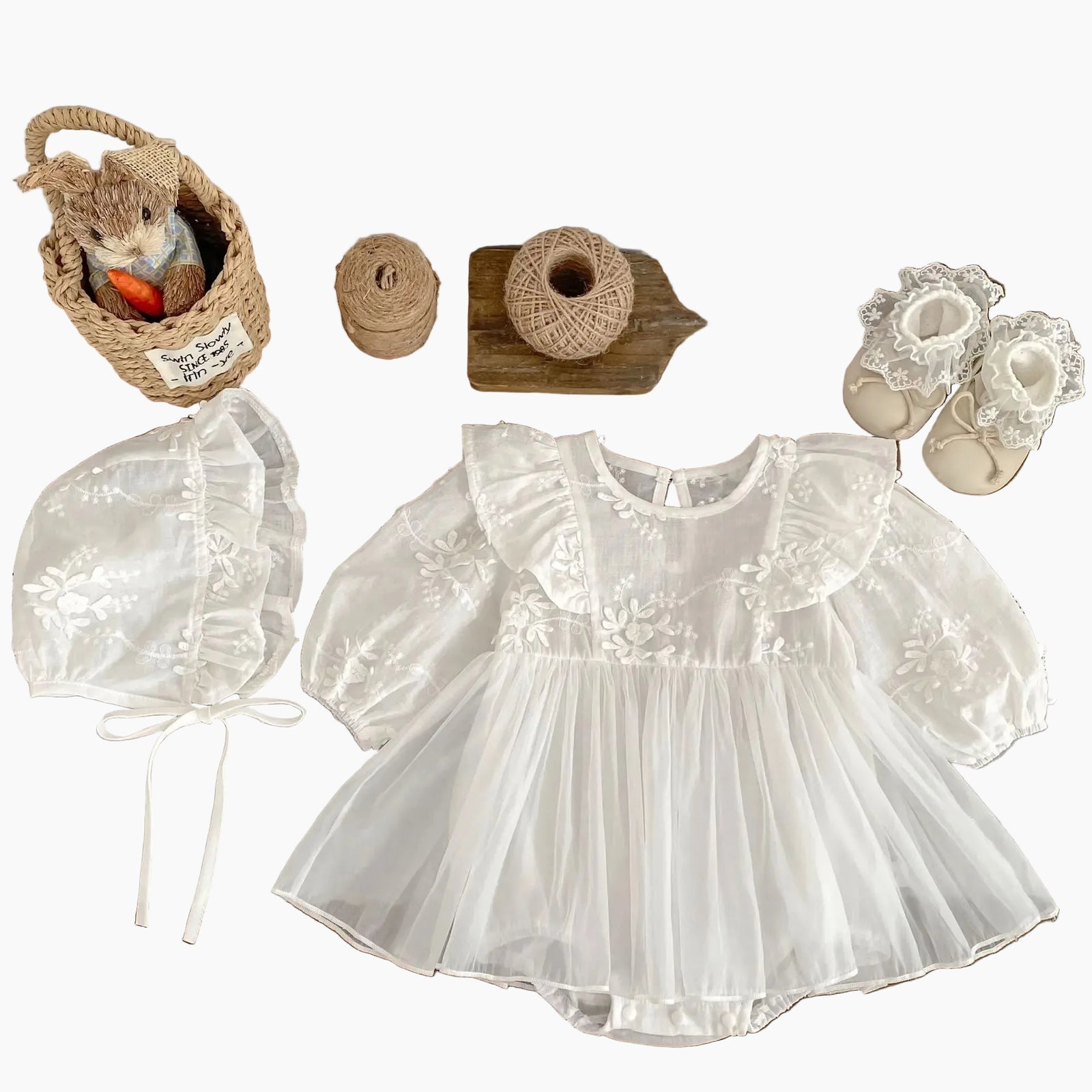 Baby Girl Long Sleeve Mesh Romper Dress