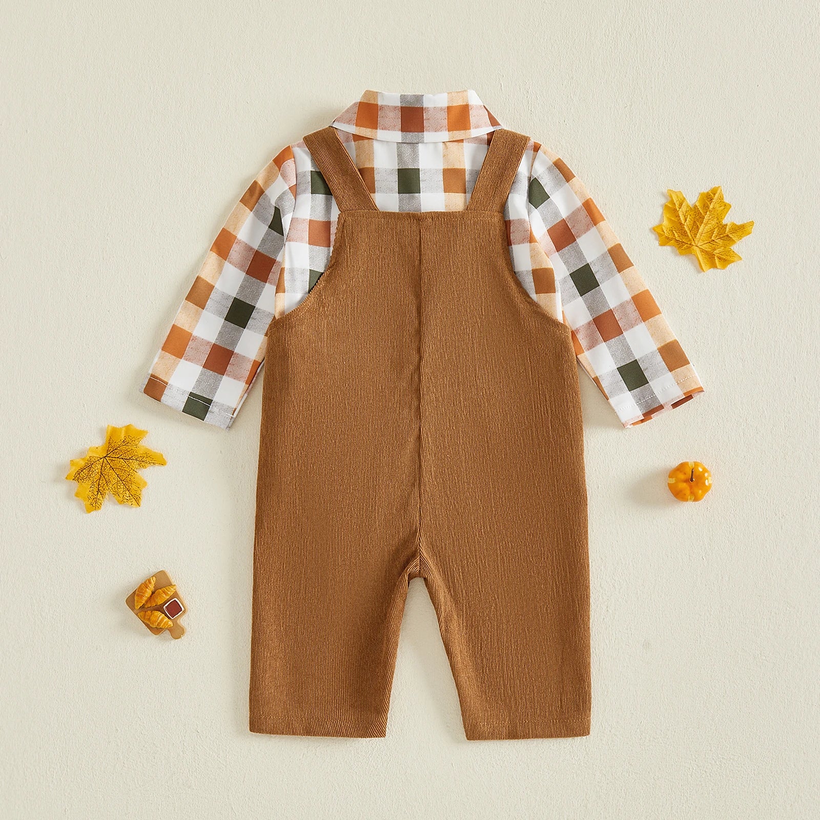 Baby Boys' Thanksgiving Plaid Romper Outfit