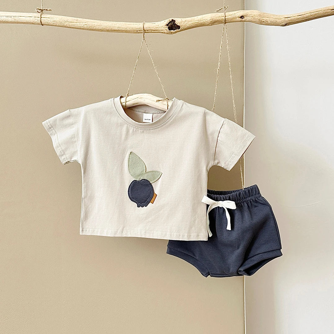 Fruit Print T-shirt and Shorts Set