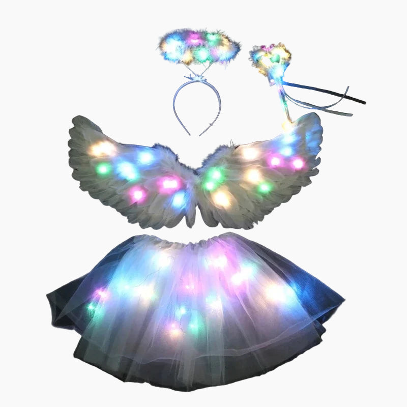 LED Light-Up Angel Costume Set for Girls