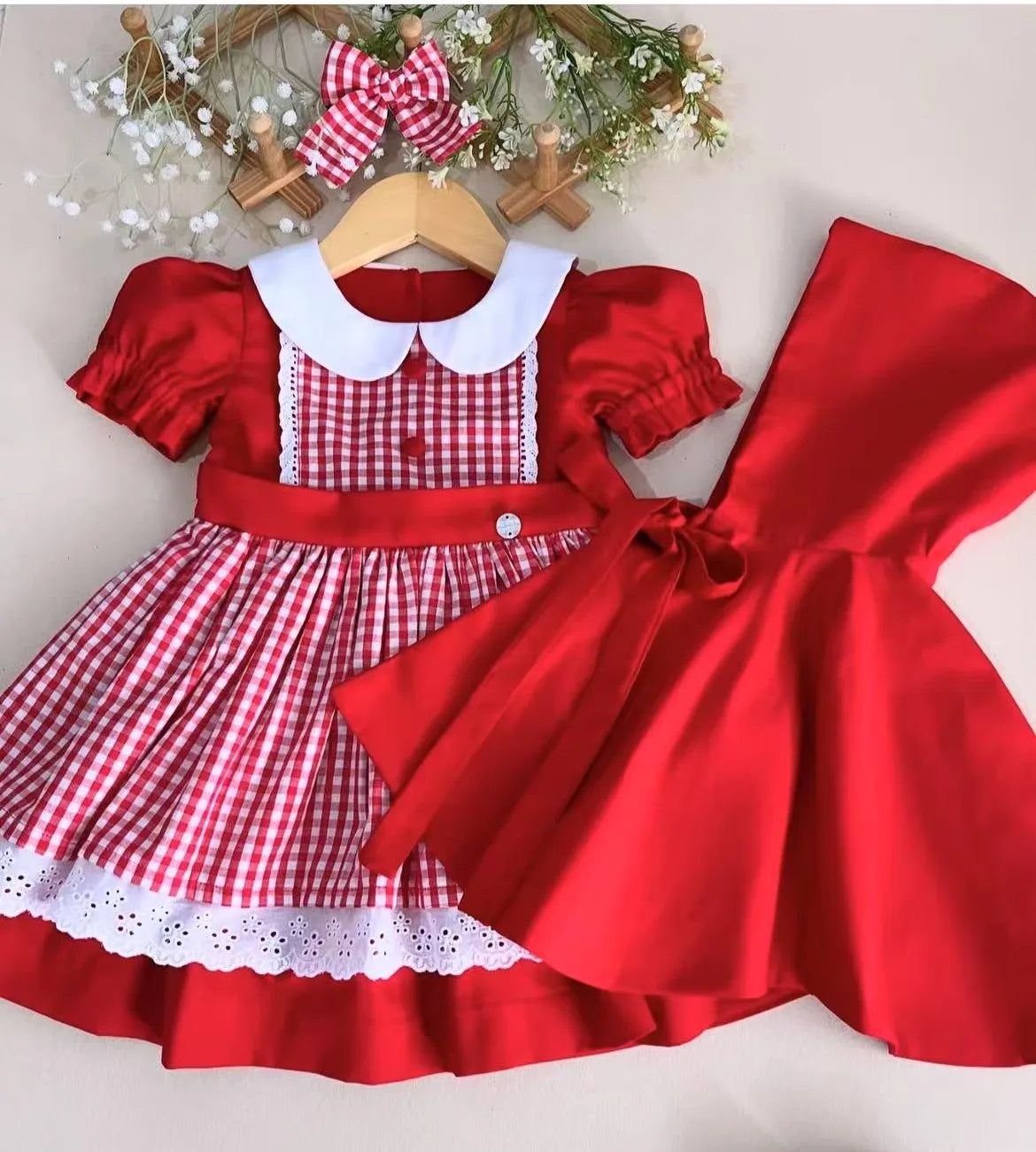 Girls Vintage Red Hood Princess Dress | Holiday Birthday Outfit