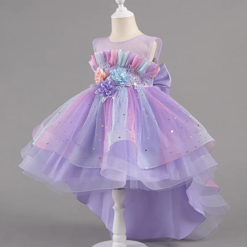 Girls Pastel Princess High-Low Tulle Dress