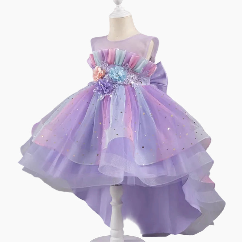 Girls Pastel Princess High-Low Tulle Dress