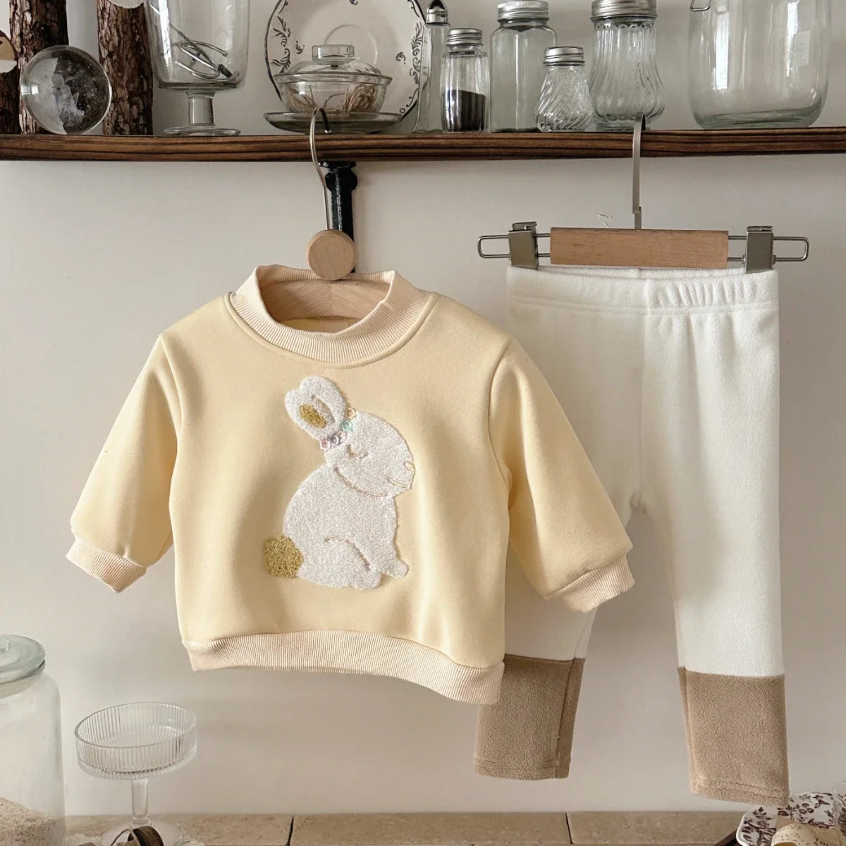 Baby & Toddler Casual Embroidered Rabbit Sweatshirt and Pants Set