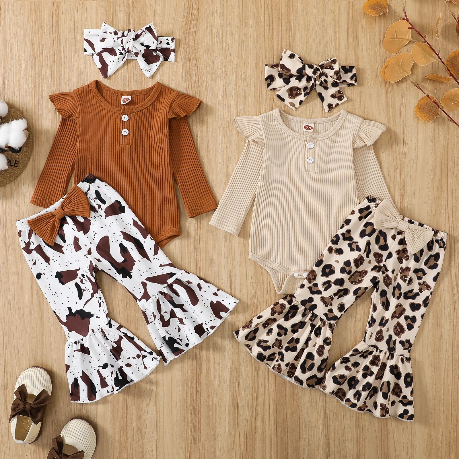 Animal Print Flare Pants Outfit for Baby Girls